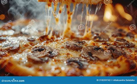 Gourmet Pizza Photography Lifting A Flavorful Mushroom Pizza Slice