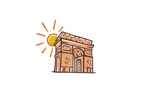 Arc De Triomphe, landmark icon of Paris, France. Arc De Triomphe Logo Design Vector Illustration