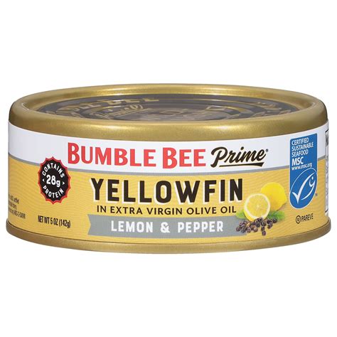 Bumble Bee Yellowfin Solid Light Tuna, Olive Oil Lemon Pepper, 5oz Can