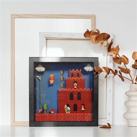 Super Mario D Shadow Box Diorama Retro Holiday Decor Frame Model