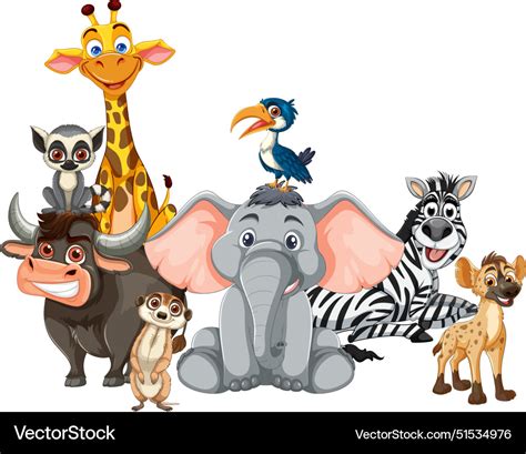 african animals cartoon vector cartoon illustrations  funny wild