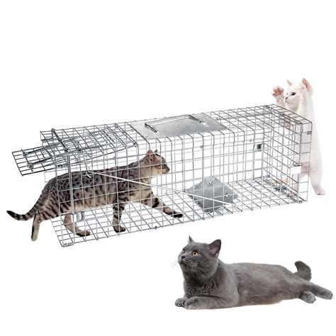 Cat Trap for Stray Cats 32"x13"x11" Animal Trap Live Traps for Cats ...