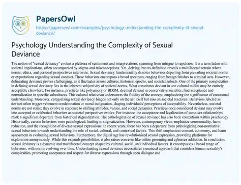 Psychology Understanding The Complexity Of Sexual Deviance Free Essay