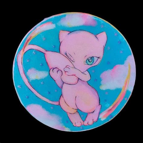 Poke'mon Mew Fan Art Original Painting - Etsy