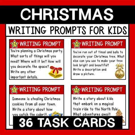 Christmas Writing Prompts 36 Task Cards Resources For Teaching