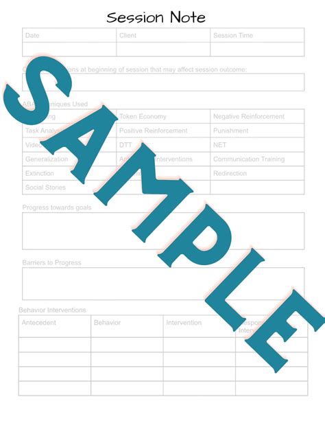 Aba Data Tracker And Session Note Sheets With Examples For Rbts And