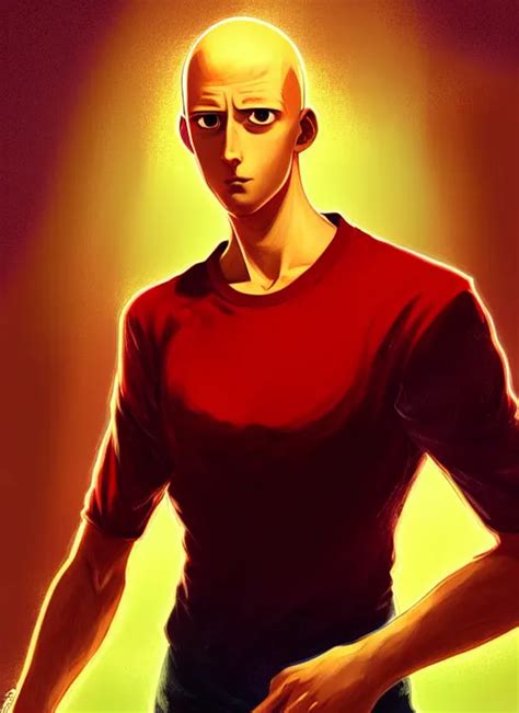 Handsome Saitama Half Body Shot Path Traced Red And Stable