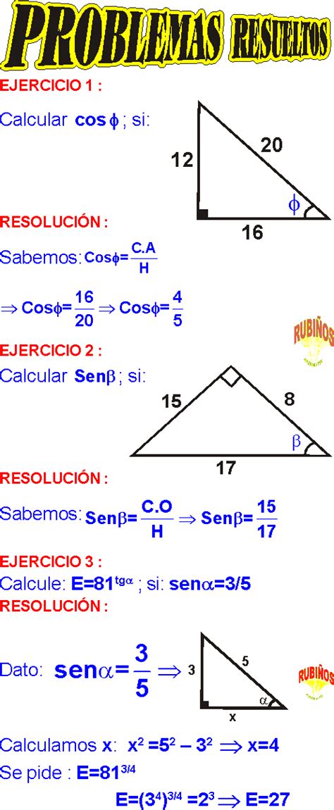 Razones Trigonométricas Ejemplos Y Ejercicios Resueltos