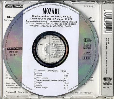 Mozart Clarinet Concerto Audio Accompaniment For B Flat And A Peters