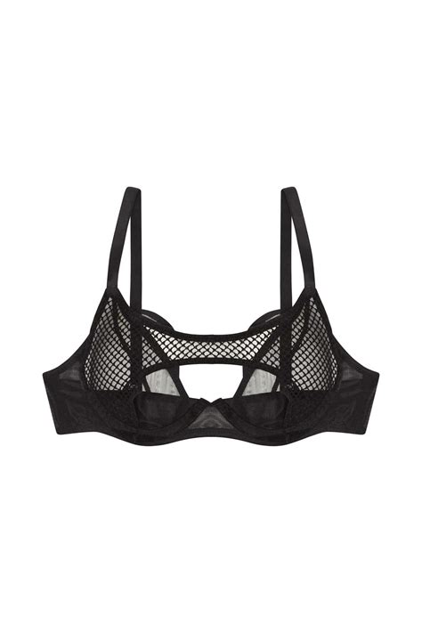 Greta Black Cut Out Fishnet Bra Lingerie Reggiseni Con Ferretto