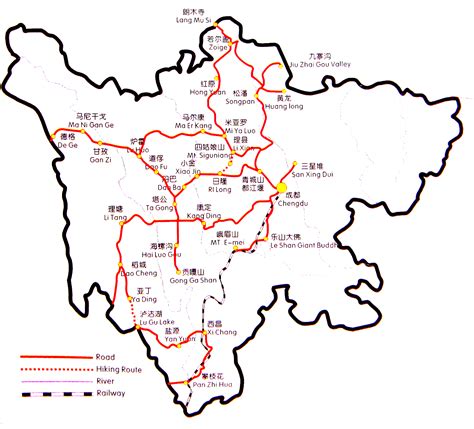 Sichuan Tourist Map - Sichuan China • mappery