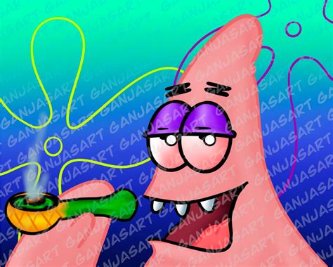 Patrick Smoking Weed Instant Digital Download Spongebob Wall Etsy