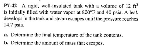 Solved P7 42 A Rigid Well Insulated Tank With A Volume Of Chegg