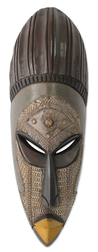 Hand Carved African Mask From Ghana Akan Prince Novica