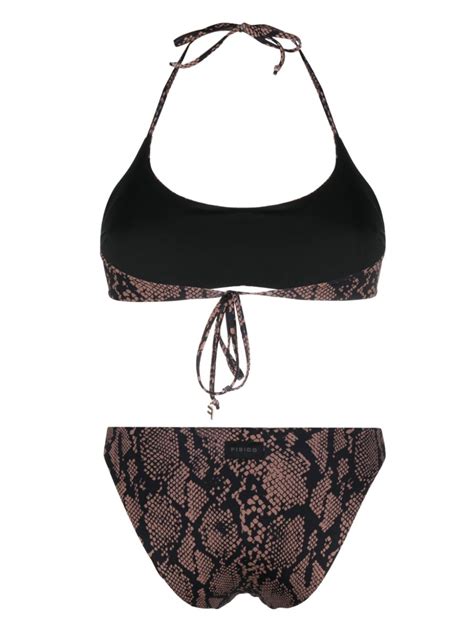 Fisico Snakeskin Print Bikini Set Black Farfetch