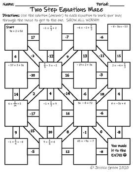 Solving One Step Equations Maze