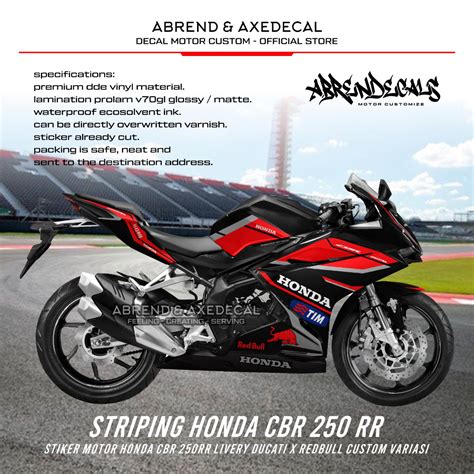 Jual STRIPING CBR 250 RR LIVERY GRAFIS DUCATI RACING STIKER MOTOR