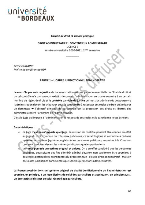 DROIT ADMINISTRATIF 2 CONTENTIEUX ADMINISTRATIF L3 Partie 1