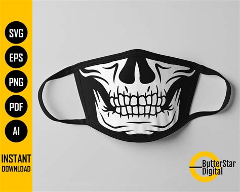 Big Skull Jaw Face Mask SVG Skeleton Mouth Facemask Bones Etsy