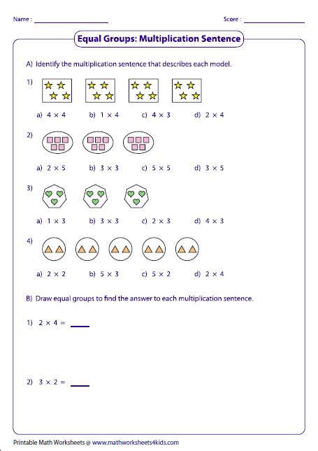 Equal Groups Worksheets 3rd Grade