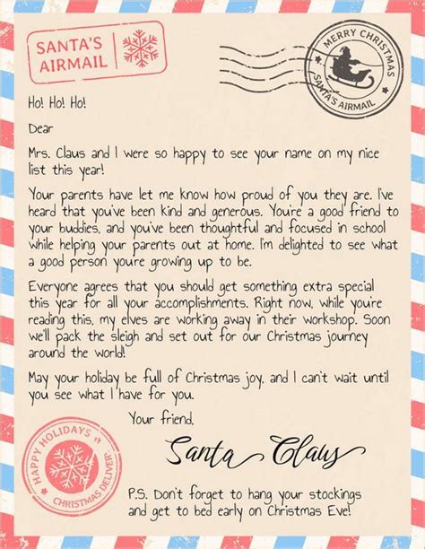 Best Free Printable Letter From Santa Templates Santa Letter Template