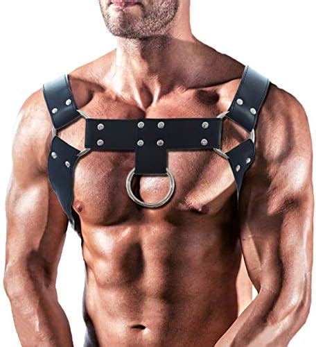 Men S Leather Body Chest Half Harness Belt Punk Adjustable PU Leather