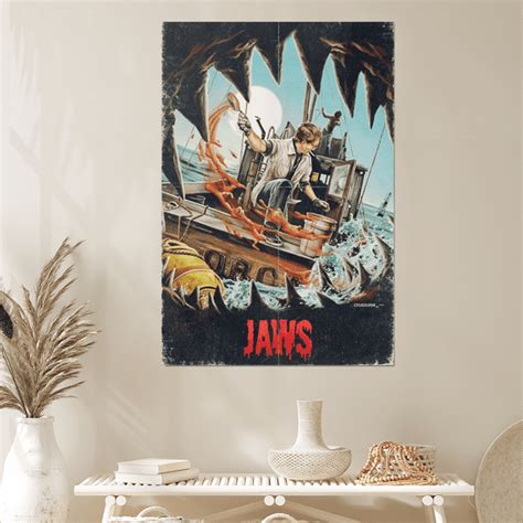 jaws  poster vintage jaws  reprint poster jaws art size