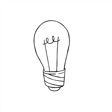 Light Bulb Sketch Drawn Electric Device Black And White Illustration