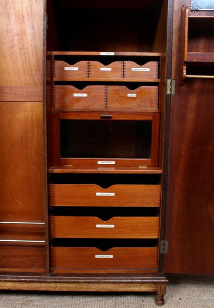 Antique Oak Wardrobe Compactum Gentlemens Fitted Edwardian Armoire