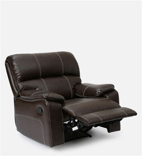 Buy Zebulun Leatherette 1 Seater Manual Recliner In Dark Brown Color By Mintwud Online Manual