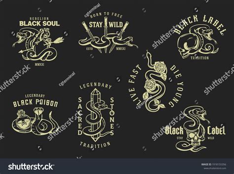 Set Hand Drawn Monochrome Concept Poison Stock Vector Royalty Free