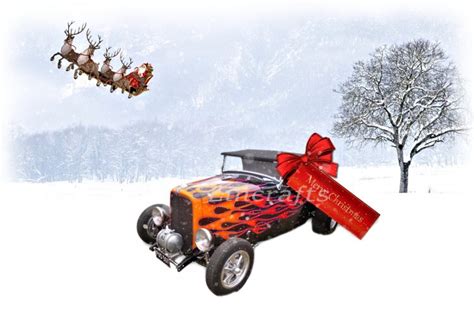 Black Flames Hot Rod Car Christmas Card By LDA XM17 Lincrafts