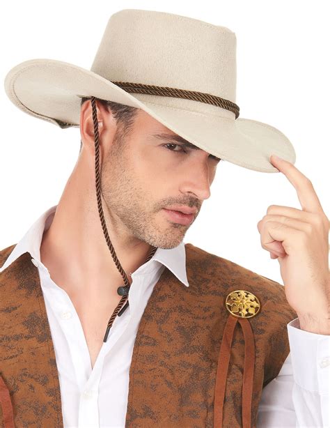 Cappello Da Cowboy Scamosciato Beige Per Adulto Cappellie Vestiti Di