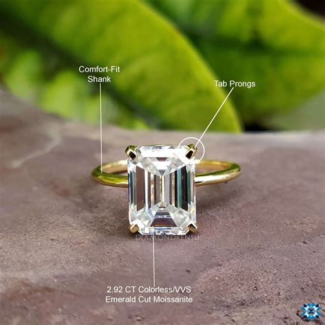 emerald cut solitaire moissanite engagement ring