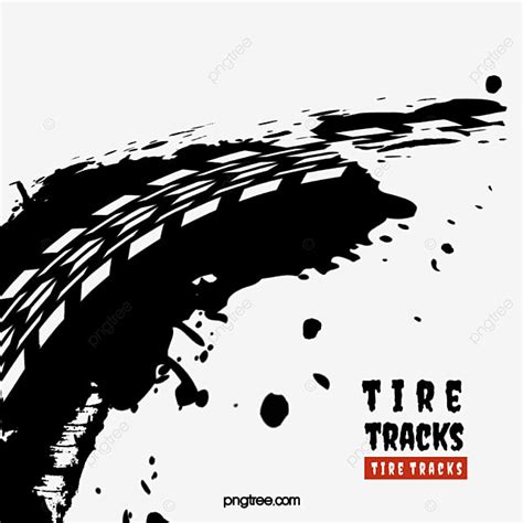 Tire Tracks White Transparent Creative Hand Drawn Black Splash Ink