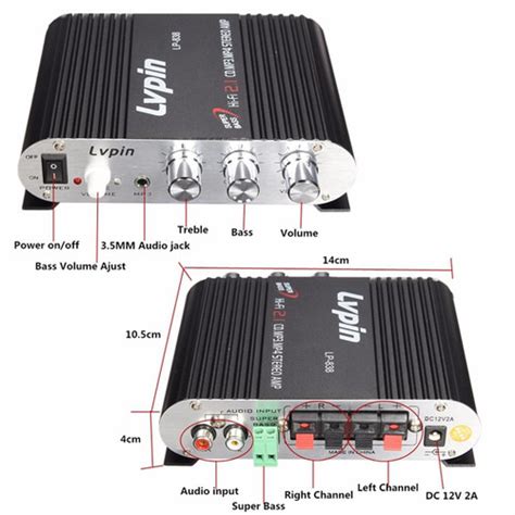 Jual Power Amplifier Amfli Ampli 12V Speaker Pasif Aktif Stereo 2 1