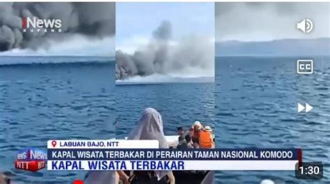 Kapal Wisata Terbakar Di Perairan Labuan Bajo Ntt