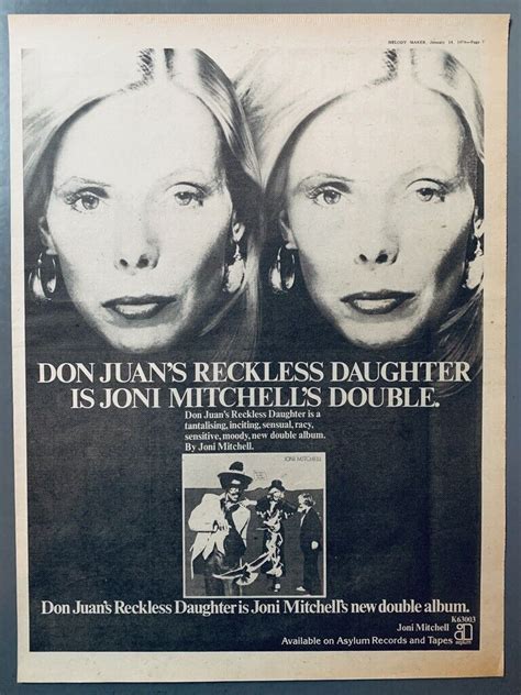 Joni Mitchell Poster Advert Double Album Don Juan S Reckless