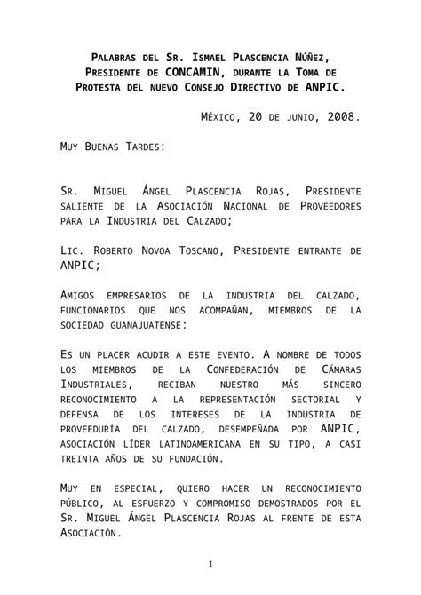 Doc Discurso De Ismael Plascencia Nuñez Frente Al Nuevo Consejo