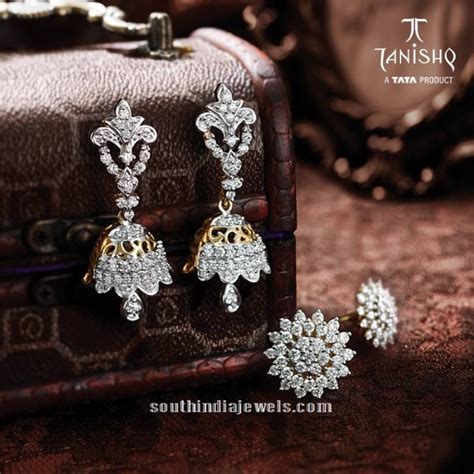 Diamond Jhumka And Earrings From Tanishq South India Jewels