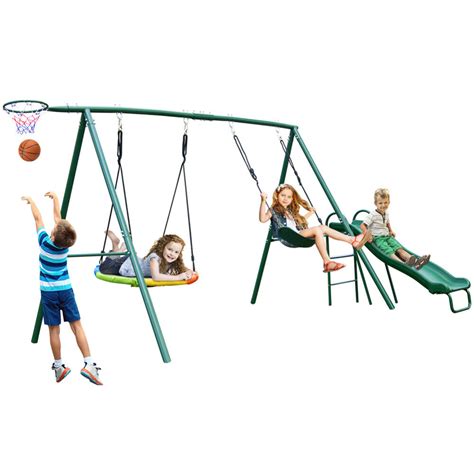 Metal Playground Swing Set Wslide Heavy Duty 2 Ubuy India