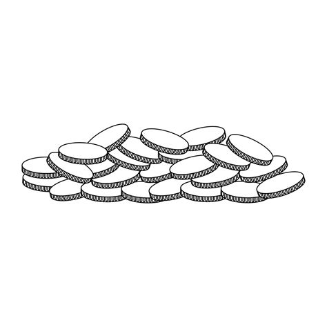 Golden Coins Icon Cartoon Isolated In Black And White Vector