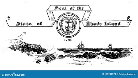 The Seal Of The State Of Rhode Island In 1790 Vintage Illustration