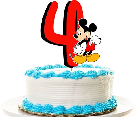 Mickey Mouse Cake Topper 4th Birthday Topper Or Centerpiece Etsy