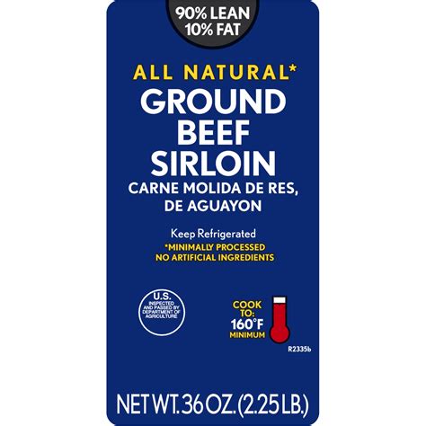 90 Lean 10 Fat Ground Beef Sirloin 225 Lb Tray Fresh All