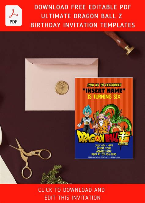 Free Editable Pdf Ultimate Dragon Ball Z Birthday Invitation Templates