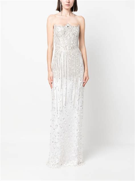 Cristina Savulescu Faceted Crystal Embellished Gown Farfetch