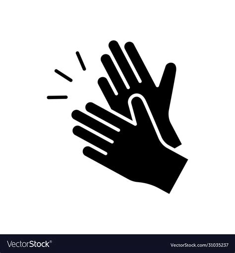 Cutout silhouette clapping hands outline icon Vector Image