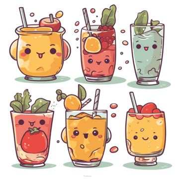 Two Cute Kawaii Smoothies Vector Smoothies Sticker Cartoon Png And