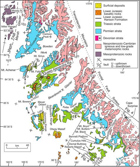 Geological sketch map of the central Transantarctic Mountains. Lower ...